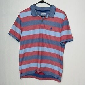 IZOD Advantage Performance Stretch Men’s Polo Shirt Sz M Striped Short Sleeve.